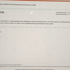NUR212 Final Assessment Summer 2 2026